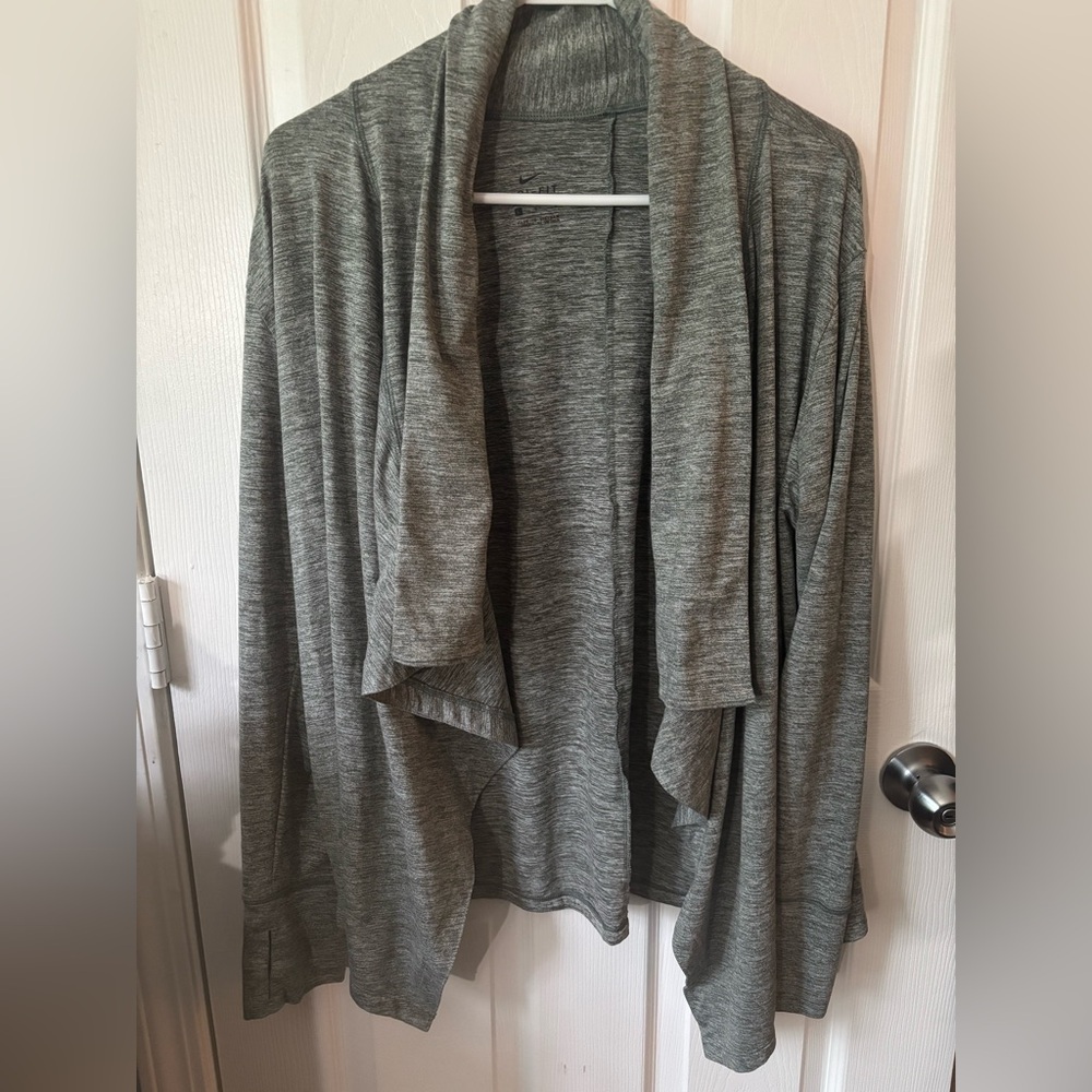 Nike Women's Heather Gray Open Front Cardigan Size L